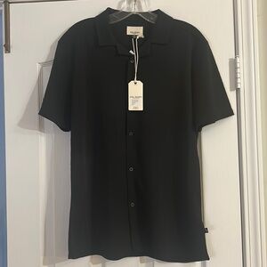 CIVIL SOCIETY black short sleeve button front